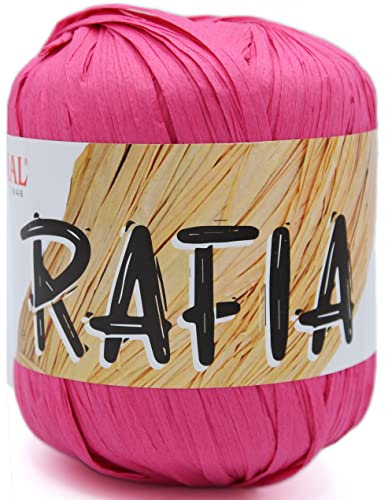 Gomitolo Rafia Lane Mondial 50 gr 100% viscosa naturale uncinetto 4-4,5 vari colori borse mare accessori cappellini arredo casa (986 Fucsia)