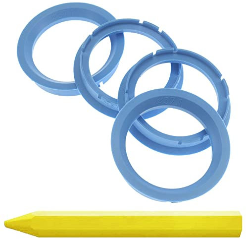 4 anneaux de centrage de 70 x 57,1 mm bleu clair jantes anneaux + 1 stylo à craie pour pneus