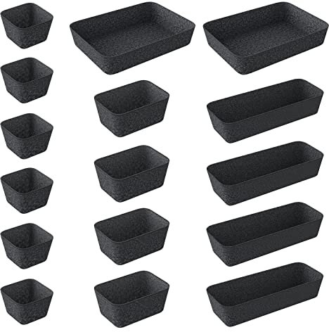 Cinnani Organizer Cassetti 16 Pezzi, 4 Taglie Organizzatore Cassetti in Feltro, Organizer Cassetto da Scrivania, Scatole Stoccaggio Cassetti Contenitori Cassetti per Trucco, Ufficio, Cucina, Bagno