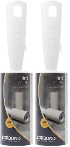 KORBOND 110708 Rodillo quitapelusa de 7,4 m-Elimina Las Pelusas, el Polvo, el Cabello, los pelos de Animales y similares de la Ropa, los Muebles y Las Almohadas, Negro, 7,4m (Paquete de 2)