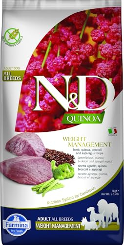Farmina, N&D Quinoa Weight Management, Agnello, Broccoli e Asparagi, Cane Adult Medium/Maxi, 7kg