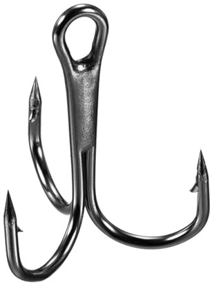 PATIKIL 6# Hameçons Triples de Pêche, 10Pcs Hameçons de Pêche en Acier au Carbone 3X Résistants, Courbés et Barbelés pour Eau Douce et Eau Salée, Noir