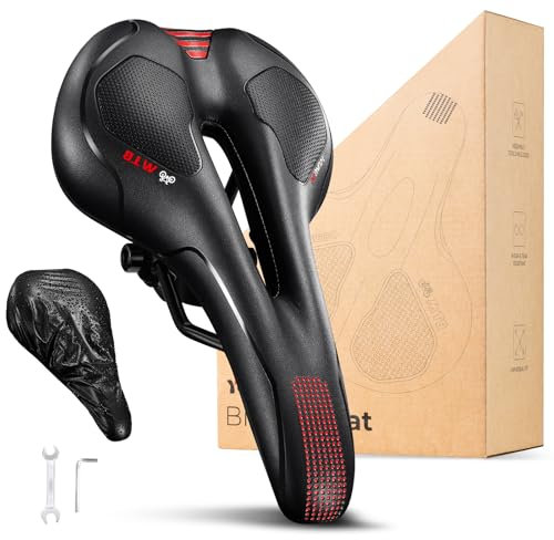 YOUNGDO Fahrradsattel, Gel Fahrradsitz, weicher, komfortabel atmungsaktiv stoßdämpfend, Ergonomisch Fahrrad Sattel mit wasserdichte Abdeckung