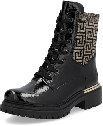 Rieker 72607 Women's Lace-Up Ankle Boots, Black Estate 00, 6 UK