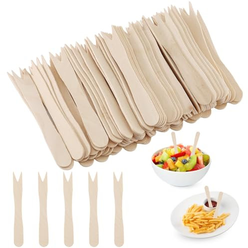 alwaiiz 300 forchette per patatine, in legno, leggere e pratiche, in legno, usa e getta, per feste, campeggio, ristoranti