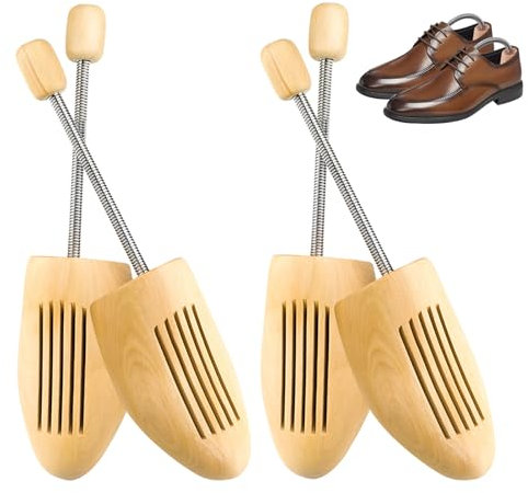 WANDGU Schuhspanner Holz Hölzerne Schuhspreizer: 2 Paar Shoe Tree mit Stahlfeder Holz Schuhspanner (Gr. 39-41) Spiralfeder Schuhspanner Schuhstrecker Sneaker für Alle Schuhe, Knickschutz