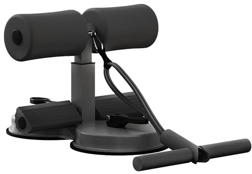 ISMIER Sit Up Bar Foot Holder, Height Adjustable – Sit Up Assistance Device with 2 Strong Suction Cups – Essential Ab Workouts & Core Exercise Equipment for Home Workouts (Black)