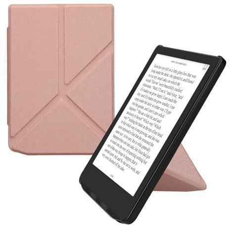 kwmobile Skyddsfodral för Pocketbook Verse/Verse Lite/Verse Pro/Color/Vivlio Light/Light HD – eReader fodral med automatisk viloläge – roséguld