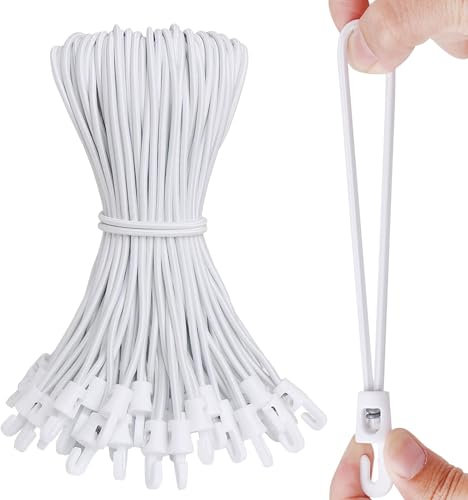 Corda Elastica con Gancio 25 cm,25 Pezzi Corde Elastiche con Gancio,Bianco Tenditore di Espansione Elastico,Spessore 4 mm Elastici con Gancio Fissaggi Espansore per Teloni,Tende,Rimorchi