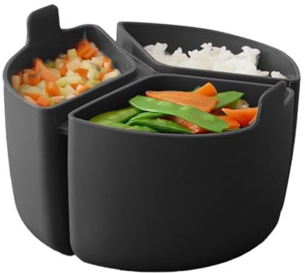 SILICONE SCHE STUPE LINETA POT | Inserto Del Divisore A 3 Compartimenti, Antiaderente Resistente Al Calore Pieghevole, Facile Da Pulire Per La Separazione Dei Pasti Dietetici, Preparazione Dei Pasti