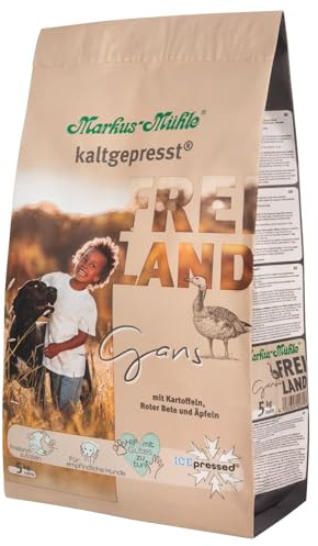 Markus-kvarn friland – utomhusingredienser – för känsliga hundar – 100 % kallpressad – premium hundtorrfoder (5 kg, gås)