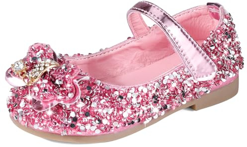 MK MATT KEELY Zapatos Princesa Niñas Disfraz Bailarina de Vestir Disfraz de Fiesta Zapatilla de Ballet,Rosa con Lazo,31EU(CN32)