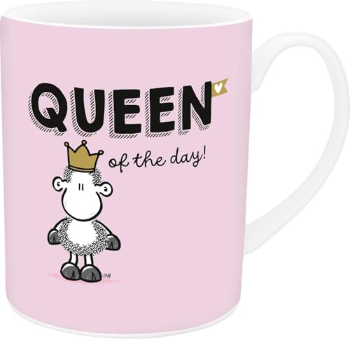 Sheepworld Tazza XL Queen of the day | Grande tazza da caffè in porcellana, XL Jumbo, 60 cl, tazza con scritta | regalo, fidanzato, fidanzata | 74724