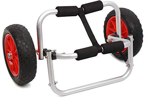 Carrello pieghevole per canoa kayak con cinghie di legatura, fibbie fisse e ruote in gomma solida, in alluminio anodizzato resistente, per un facile trasporto