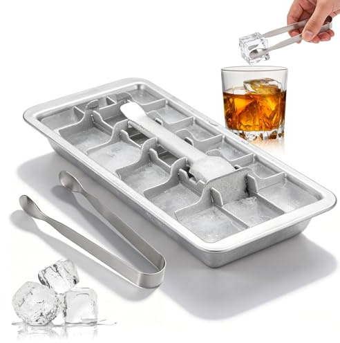 Rostfritt stål isbitsform, 18 isbitar, isbitsberedare i rostfritt stål med spakinsats för enkel borttagning plastfri isbitsform, iskubbricka för drycker, cocktails och gör-det-själv isbitar