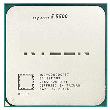 Processore CPU Ry-zen 5 5500 6 C-ore 12 thread 3,6 GHz fino a 4,2 GHz Presa AM4 Streaming di gioco Nessun dispositivo di raffreddamento incluso