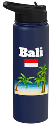 Bali Souvenir Indonesia Trip Beach Lover Indonesian Flag Stainless Steel Insulated Water Bottle