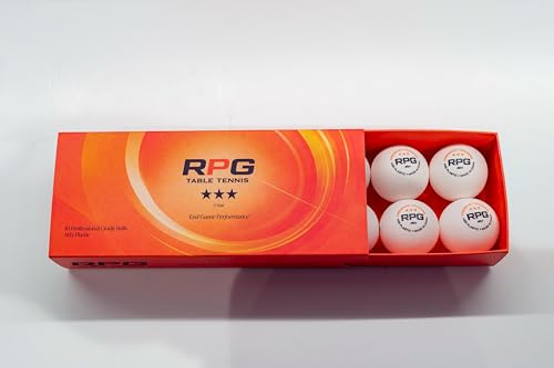 RPG 3-Star Table Tennis Balls - Box of 10 – Secure and Protective Carrier Box - Professional 40mm+ White Poly (ABS) Ping Pong Balls | ITTF Standard