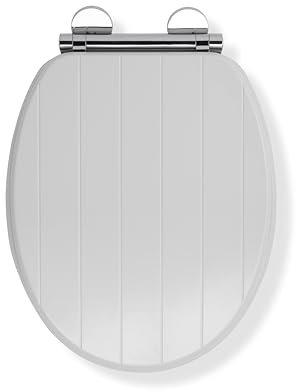 Croydex Portland Soft Close Toilet Seat Tongue & Groove Design - Soft Close and Quick Release for Easy Cleaning and Flexi-Fix Adjustable Hinges with Top & Bottom Fix Hinge Fittings (White Wood)