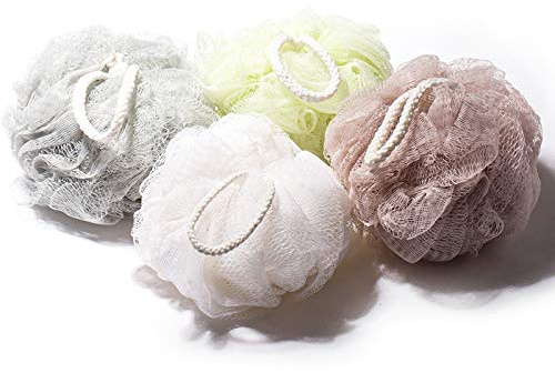 ICYCHEER Éponge de bain en loofahs respectueuse de l'environnement - Brosse exfoliante en maille - Couleurs aléatoires - Exfolie, nettoie et apaise la peau (1 pièce)