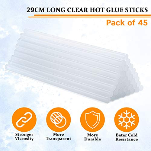 Made in The UK Extra Long 12mm hot melt Clear Glue Sticks for Glue Gun 29cm Long - Versatile Hot Melt Adhesive for Arts & Crafts, Product Assembly, and More (45 Sticks)