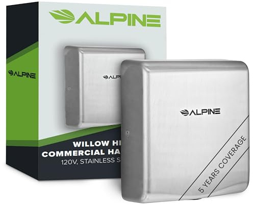Alpine Commercial Hand Dryer with HEPA Filter, 8 Seconds Extreme Speed Electric Hand Dryer for Home Bathroom/Restaurant with Heat & Speed Control - ADA Compliant (120V Stainless Steel)