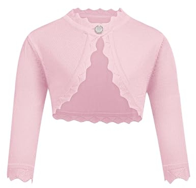 trudge Chaqueta de bolero para niños, cardigan de punto, chaqueta de manga larga para niña, con cuello en V, chaqueta tipo bolero corta para vestido de primera comunión, bautizo, vestido de novia 110