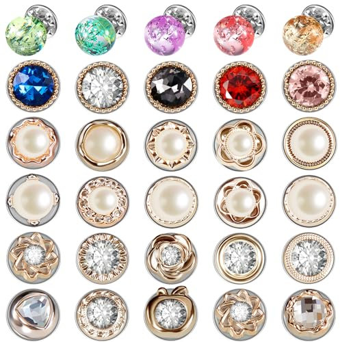 30 Boutons de Broche de Chemise Boutons de Broche de Sécurité Boutons de Chemise Invisibles Bouton de Prévention d'Exposition Accidentelle pour Vêtements Cardigan, Plastique,D'alliage,
