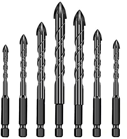Bestgle 7 Pcs Juego de Brocas de Carburo de Tungsteno, Juego de Brocas Triangulares Brocas Giratorias de VáStago Hexagonal para Baldosas de Porcelana, Cerámica, Vidrio, Hormigón, Plástico, Ladrillo