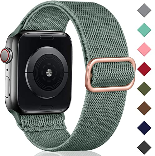Oielai Solo Loop-armband kompatibelt med Apple Watch 38 mm, 40 mm, 41 mm, 42 mm, 44 mm, 45 mm, 46 mm, 49 mm, elastisk ersättning, nylonarmband, kompatibelt med Apple Watch SE/iWatch Series 10 9 8 7 6