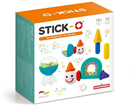 Stick-O Mattoncini magnetici per bambini 1+ anni Giocattoli da costruzione creativi Giocattoli educativi con magnete POP Friends Set per ragazze Ragazzi Giocattoli Montessori 10 pezzi