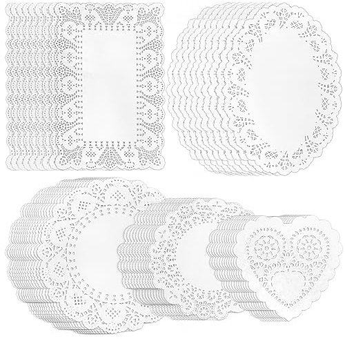 GothaBach Centrini di carta in pizzo, varie dimensioni, per uso alimentare, moderni, decorativi, alla rinfusa, aggiungono eleganza a artigianato, torte, dessert, tavoli da pranzo, mangiatoia (forma di