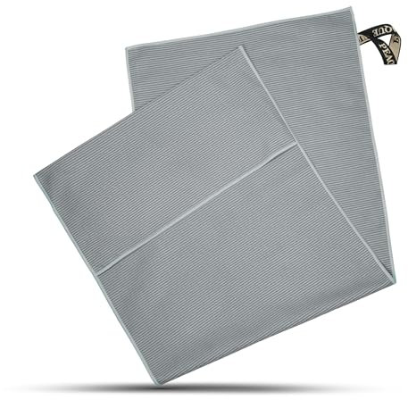 PEAQUE Mikrofaser Fitness-Handtuch mit Struktur - Umschlag für rutschfesten Halt - schnelltrocknend - Sport-Handtuch für Fitnessstudio (Grau, 100x40 cm)