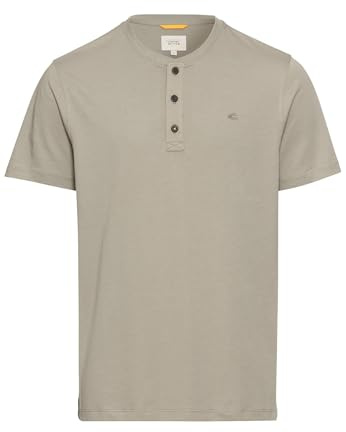 Kortärmad Henley-t-shirt med knappslå, kaki, XXL