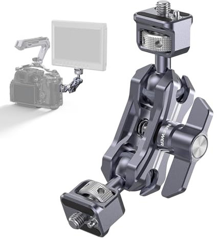 NEEWER Brazo Mágico Ligero, Brazo Articulado Fricción con Tornillos 1/4, Pin Localización Antigiro Retráctil y Cabeza Esférica 360° para Monitor de Campo Cámara, Compatible con SmallRig Jaula, UA070