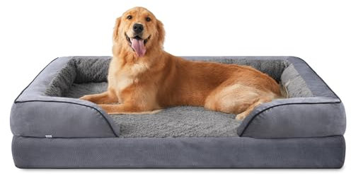 JOEJOY Extra großes Orthopädisches Hundebett, extra großes waschbares Katzenbett Hundekissen mit Wabenstruktur und abnehmbarem wasserdichte Fütterung Schaumstoff hundebett orthopädisch Grau