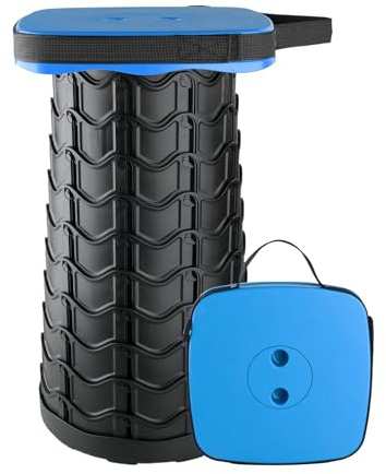 Boreeman Upgraded Collapsible Stool, Square Portable Stool, Lightweight Yet More Sturdy with Load Capacity 400lbs, Perfect for Camping Fishing Hiking BBQ (Square Blue)