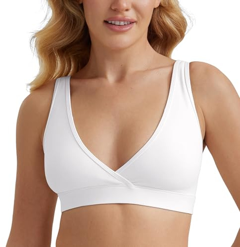 CRZ YOGA Maternity V Neck Nursing Bras White 16