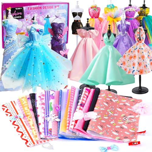 KIMIGO Fashion Design Kit,1200+Pcs Création de Mode Couture Enfants,Kit de Création de Mode pour Filles Fashion Designer Enfant avec Mannequin Couture Kits pour Cadeau Fille 6-12+Ans