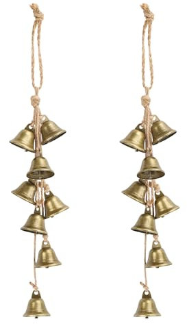 2 Pack Doorknob Bells, 15.75 Inch Home Protection Witchcraft Supplies Door Bell Iron Witch Bell Strings Decorative Witchy Doorbells Vintage Wind Chimes for Door Knob Handles Decor