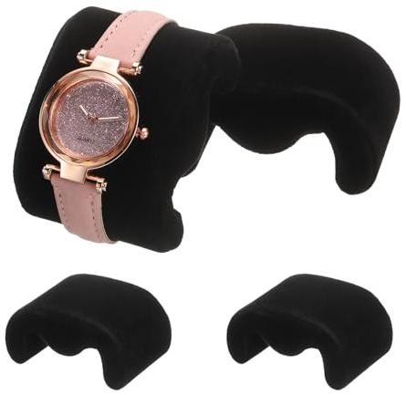 sourcing map Lot de 4 coussins de boîtier de montre en forme de M - En velours - Coussin de rechange pour montre et bracelet de montre - Noir