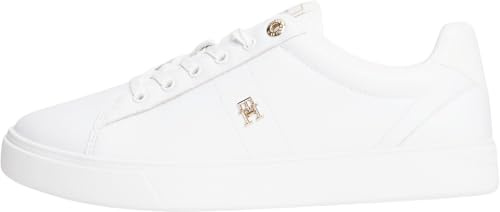 Tommy Hilfiger Donna Sneakers Court Scarpe in Pelle, Bianco (White), 37