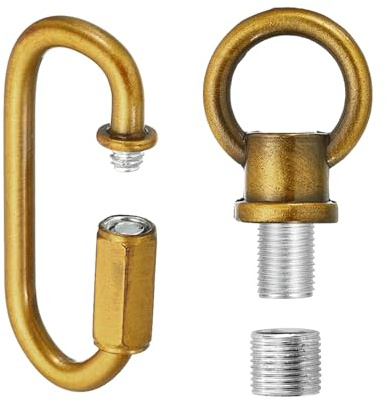 PATIKIL M10 Fine Thread Lamp Female Loop Holder with M12 Adapter Chain Quick Link, Lifting Eye Nut Hook Ring Structural Support to Chandelier, 88 lbs Load Gold Bronze