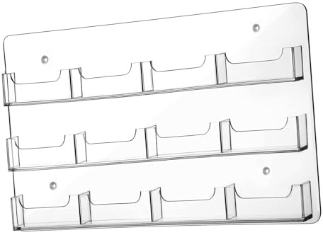 Oshhni Porte-cartes de visite transparent, présentoir à autocollants, gain de place, support marketing, suspension horizontale, organisateur de cartes, 12 Poches