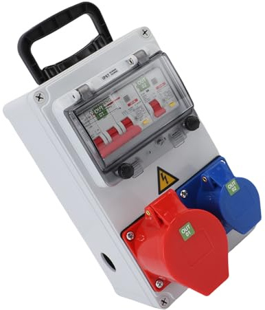 Generic Industrial Handheld Socket Distribution Box Portable Electrical Breaker Outlet Box for Construction Site Impact Proof for Outdoor Use 9.84x5.91x3.94in