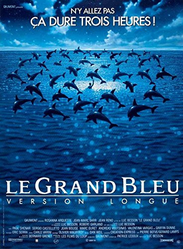 Générique Affiche Le Grand Bleu, Poster Film Cinéma, Décoration Murale, 28x43 cm et 69x102 cm, Papier Satiné 190g/m², Format Portrait (28x43cm)