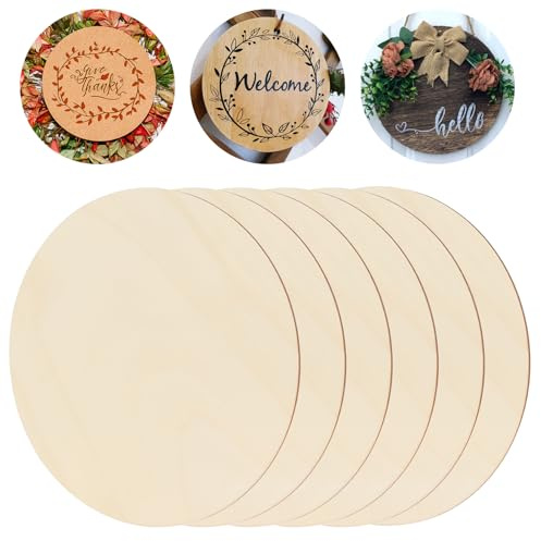 LIQWEI 6 discos de madera redondos, discos de madera de 20 cm, para manualidades, 2 mm de grosor, discos de madera natural para manualidades, decoración colgante, pintura, arte