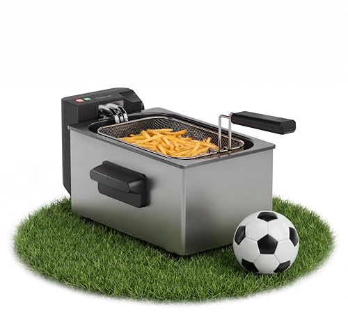 Tristar Stainless Steel Deep Fryer 3L, 2000W Electric Fryer with Adjustable Thermostat up to 190°C, Cool Zone, Viewing Window & Filter Lid, Dishwasher Safe, Cool Touch Housing, FR-9327UK