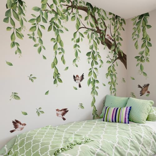 WandSticker4U®- [Extra grande] Adesivi murali ALBERO (134x98 cm) I Murales adesivi da parete grandi albero piante vite pendente foglie I Decorazioni parete soggiorno camera da letto bambini muro XXL