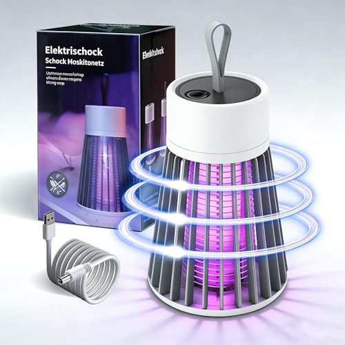 Anti Mosquitos Electrónico, Mata Mosquitos Electrico Interior, Lampara Antimosquitos Recargable, Antimosquitos USB, Matamoscas Electrico Exterior Portatil Camping (Gris)